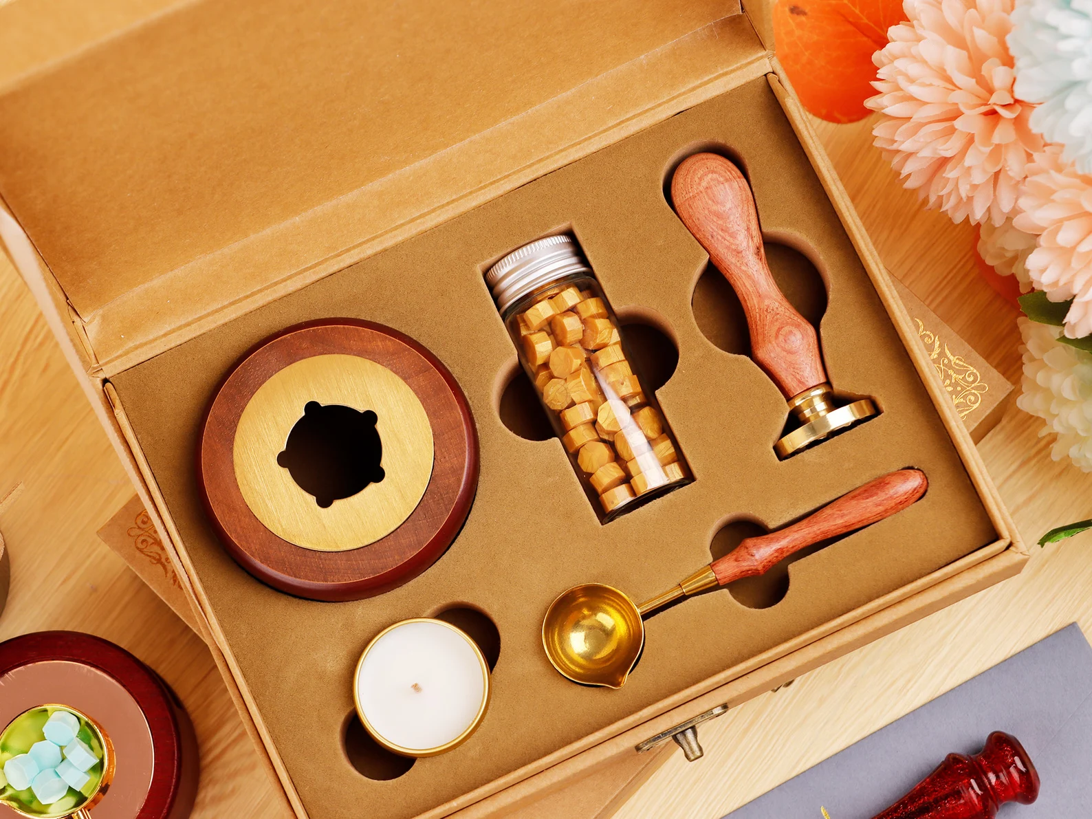 Custom wax seal stamp kit for wedding invitation , Custom wax stamp kit for gift , Wax seal kit , Initial wax seal stamp custom for gift